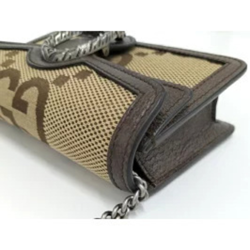 GUCCI Chain Shoulder Bag Jumbo GG Canvas Beige Brown - Picture 4 of 9